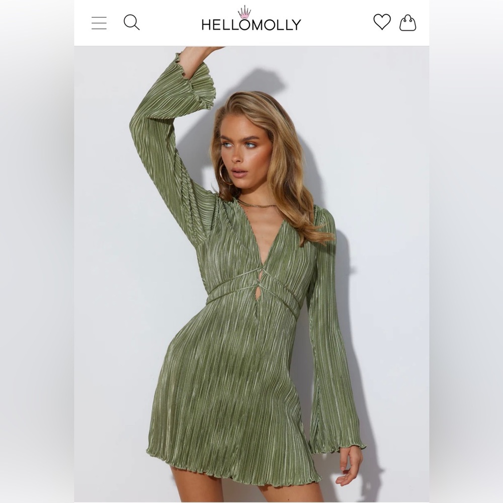 Horizons Meet Plisse Dress Sage